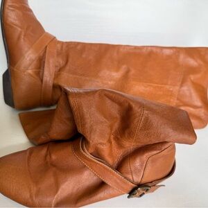 Chinese Laundry Tall Slouch Leather Boots in Cognac Brown
